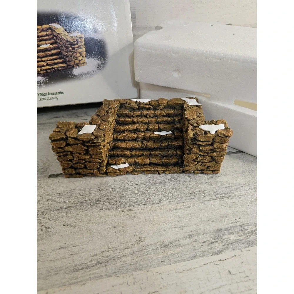 VTG 1998 Department 56 Village Accessories Stone Stairway Christmas Decor Brown